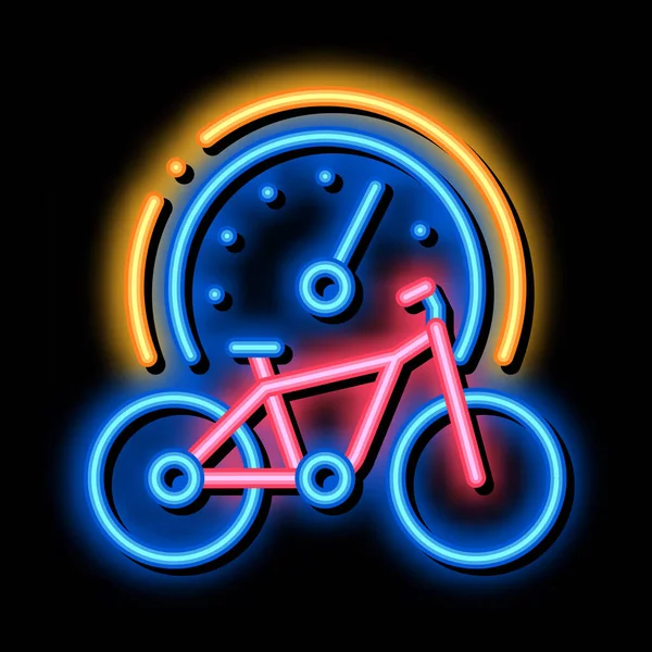 Uso de bicicleta tempo neon brilho ícone ilustração — Vetor de Stock