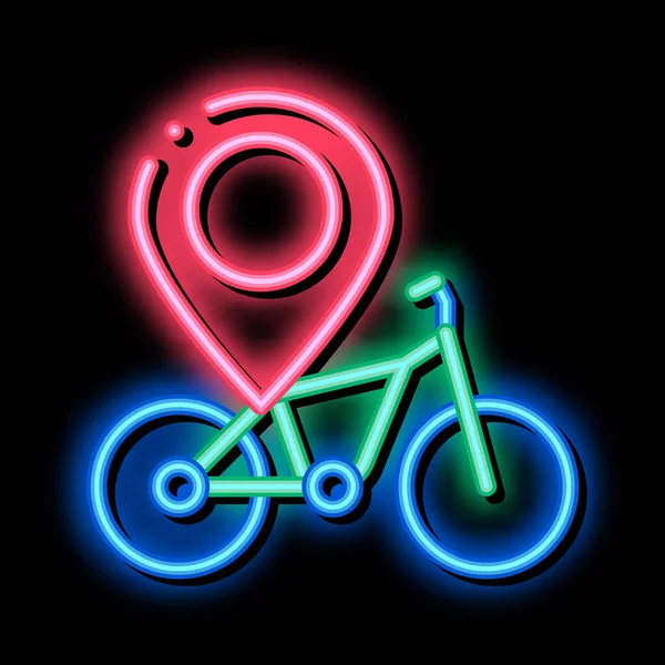 Geolokalizacja rower neon blask ikona ilustracja — Wektor stockowy