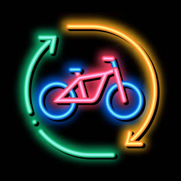 自転車シェアリングサービスレンタルネオングローアイコンイラスト — ストックベクタ