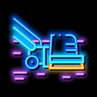 Tekerleklerdeki temizlik fırçası neon ışıklı simge illüstrasyonu