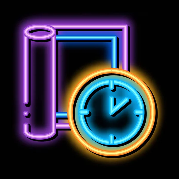 Tapijt reinigen timeout neon gloed pictogram illustratie — Stockvector