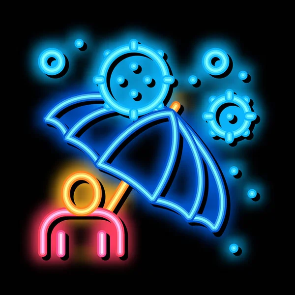 Paraplyskydd mot virus neon glöd ikon illustration — Stock vektor