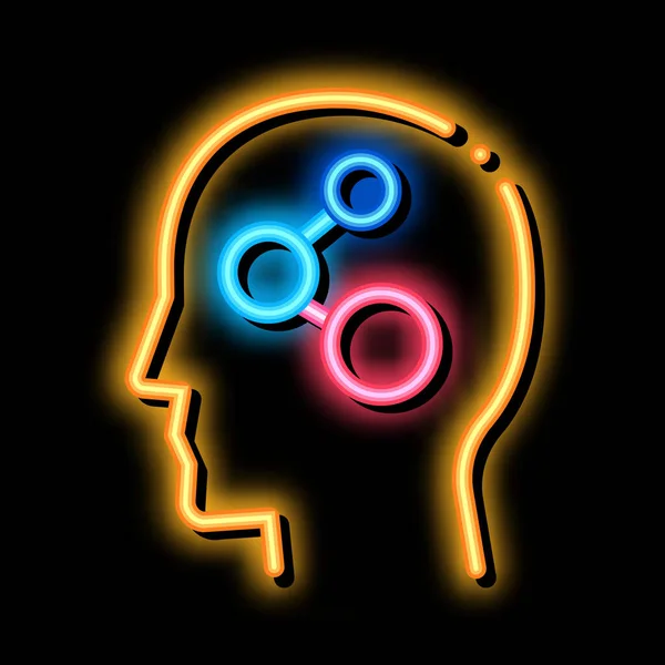 क्रमादेशित मस्तिष्क नीयन चमक प्रतीक चित्र — स्टॉक वेक्टर