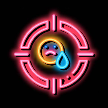 hedef üzgün kişi neon ışıklı simge illüstrasyonu