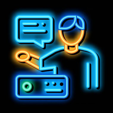 kişi sunumu neon parlaklık simgesi illüstrasyonu
