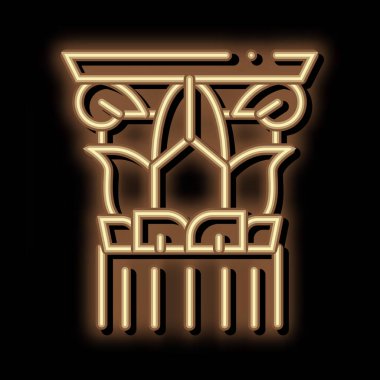 noktalı Yunan sütununun neon ışıklı ikon resimlemesi