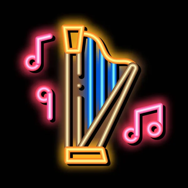 Musikalisk harpa neon glöd ikon illustration — Stock vektor