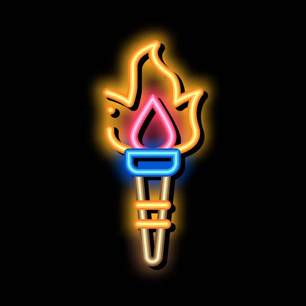 Řecký oheň pochodeň neon záře ikona ilustrace — Stockový vektor
