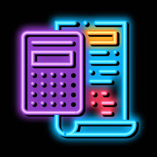 Domstol mening cache beräkning neon glöd ikon illustration — Stock vektor