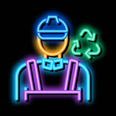 Çevre çalışanı neon ışıklı ikon illüstrasyonuName