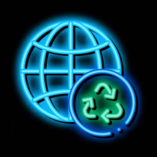 Planeta ziemia ekologia neon blask ikona ilustracja — Wektor stockowy