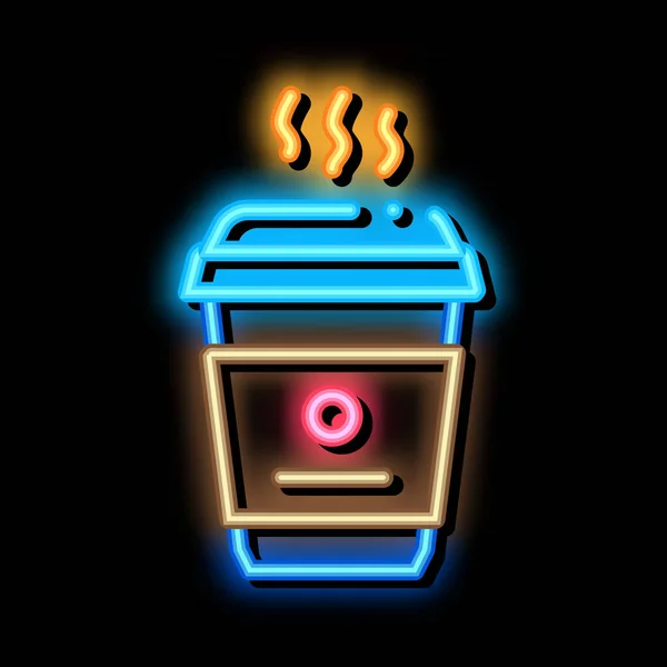 Café chaud néon scintillant icône illustration — Image vectorielle