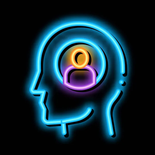 Pensamento de uma pessoa neon brilho ícone ilustração — Vetor de Stock