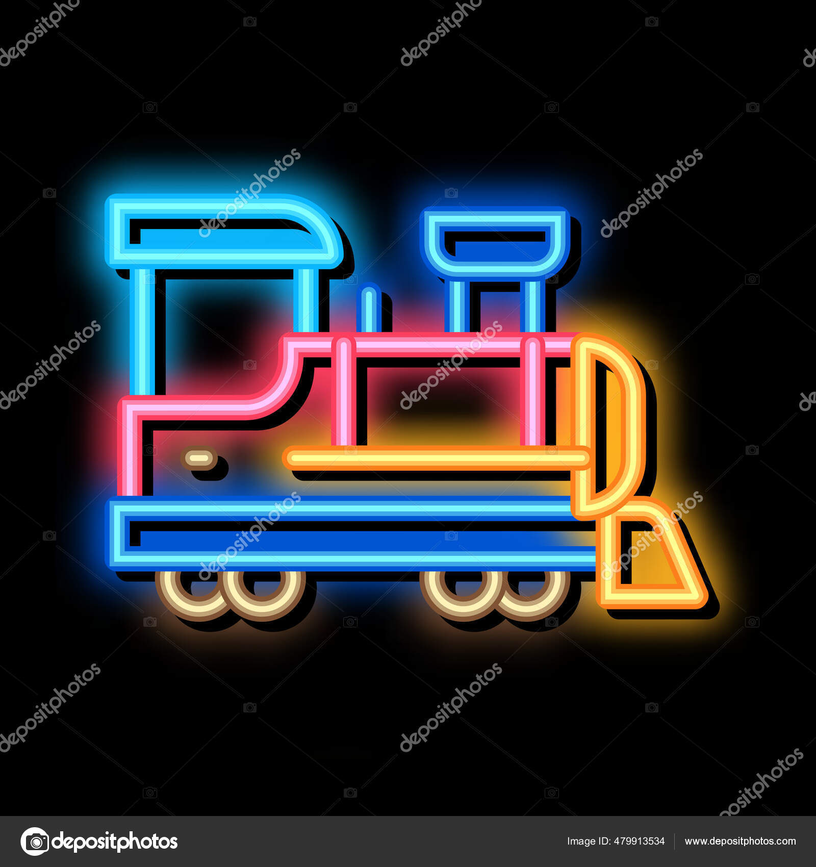 Children train neon glow icon illustration Stock Vector Image by ©pikepicture 479913534