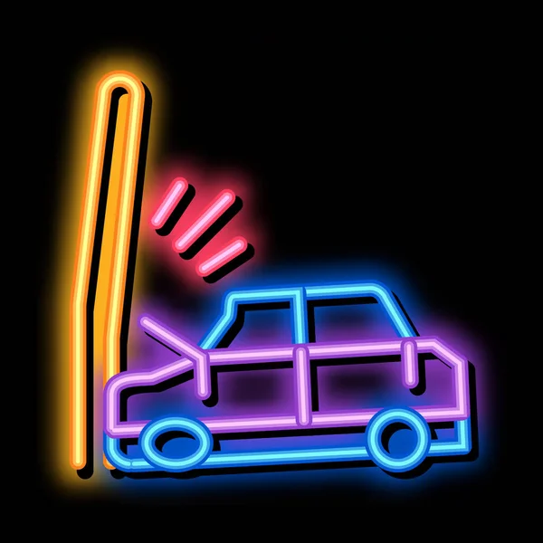 Immergendo auto nel palo neon bagliore icona illustrazione — Vettoriale Stock