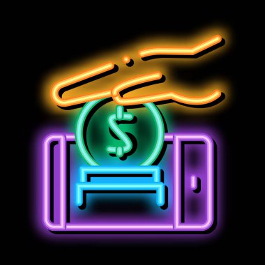 mobil hesap yenileme neon parlaklık simgesi illüstrasyonu