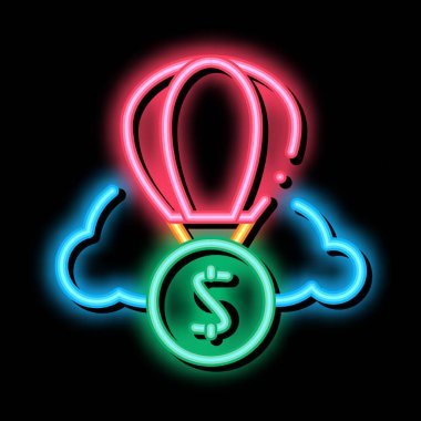 balon ödeme neon ışıklı ikon illüstrasyonu
