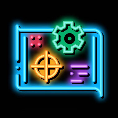 hedef seçimi neon parlaklık simgesi illüstrasyonu