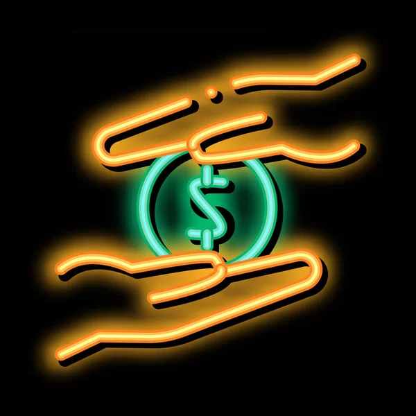 Contrôle personnel sur l'argent néon éclat icône illustration — Image vectorielle