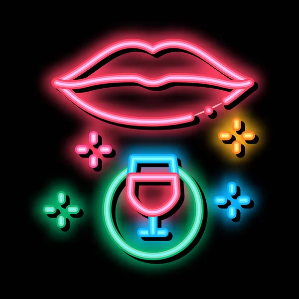 Dricka vin neon glöd ikon illustration — Stock vektor