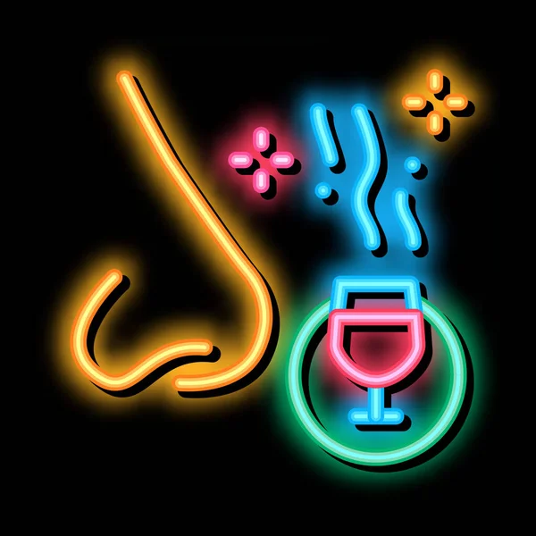 Lukt vin test neon glöd ikon illustration — Stock vektor