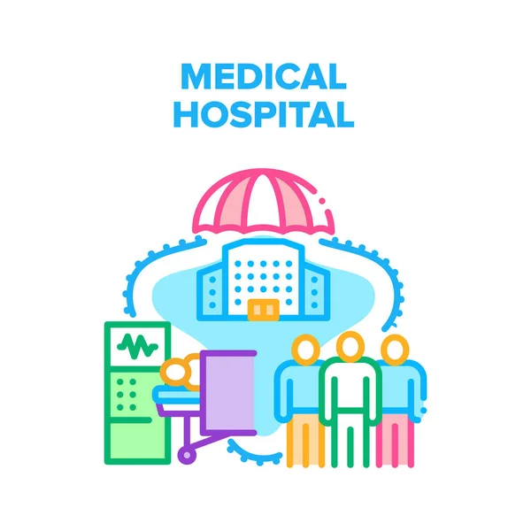 Illustration de couleur de concept de vecteur d'hôpital médical — Image vectorielle