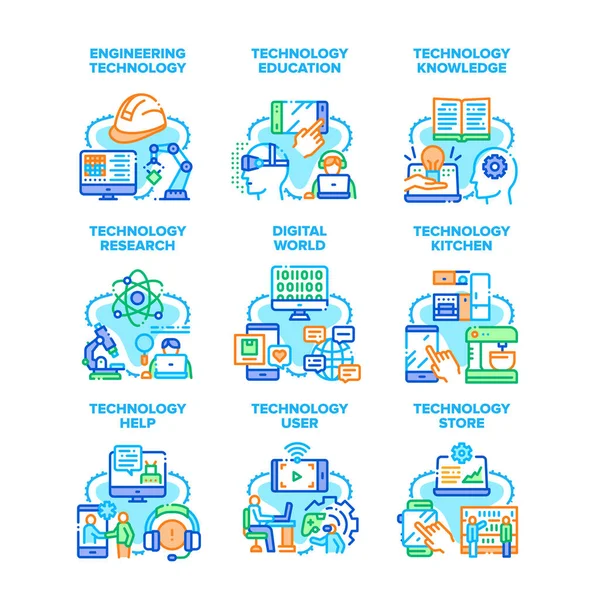 Zestaw badań technologicznych Ikony Ilustracje wektorowe — Wektor stockowy