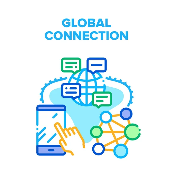 Global Connection Internet Vector Concept Color — Stock Vector