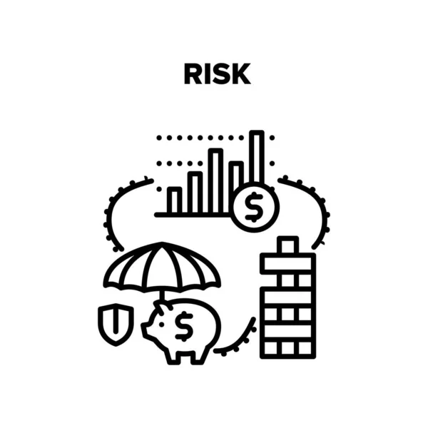 Risk Finance Vector Black Illustration — Stock Vector