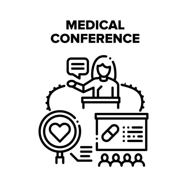 Conferencia médica Reunión Vector Negro Ilustración — Archivo Imágenes Vectoriales