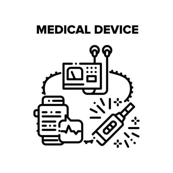 Illustrazione nera del vettore del dispositivo medico — Vettoriale Stock