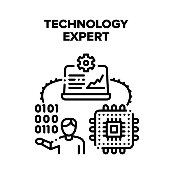 Technology Expert Support Vector Black Illustration — Stockový vektor