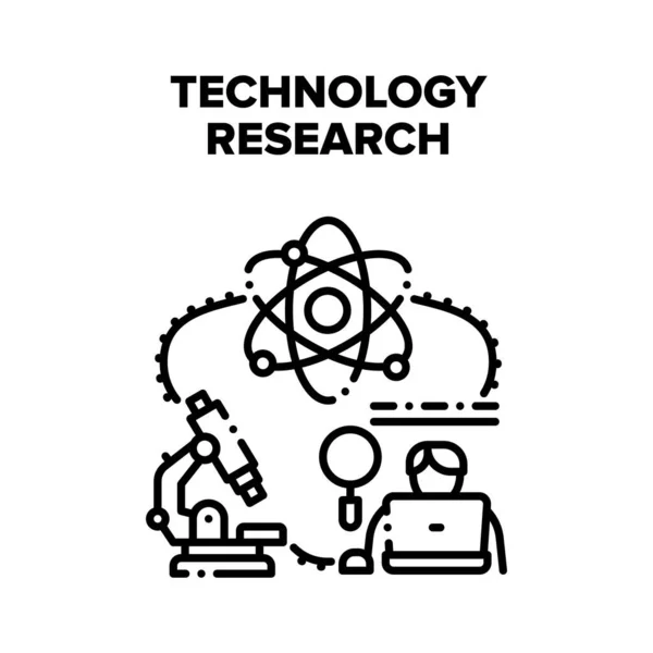 เทคโนโลยี วิทยาศาสตร์ วิทยาศาสตร์ เวกเตอร์ ภาพประกอบสีดํา — ภาพเวกเตอร์สต็อก