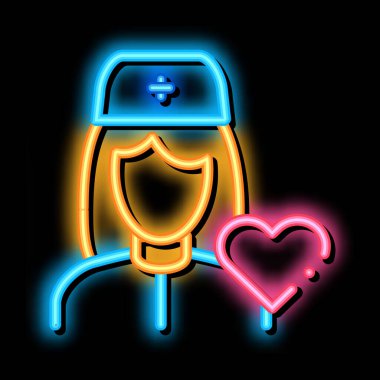 Tıbbi hemşire neon ışıklı ikon illüstrasyonu