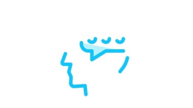 Mesaj Yazılıyor ve İnsan Silüeti Zihin Simgesi Canlandırması