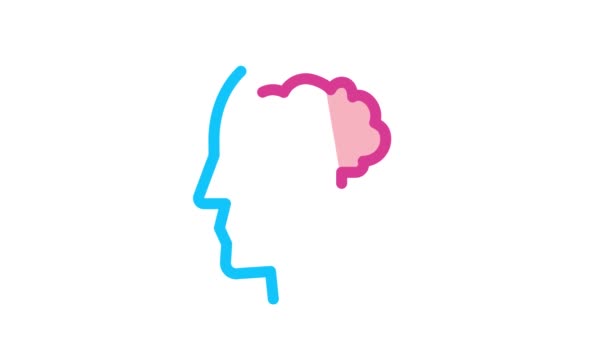 Menschliches Gehirn im Menschen Silhouette Mind Icon Animation — Stockvideo