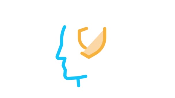 Escudo de protección en hombre silueta mente icono animación — Vídeo de stock