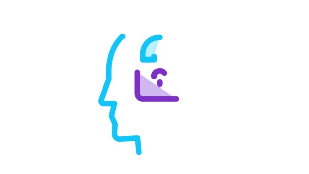 Locked Padlock In Man Silhouette Mind Icon Animation — Stock Video