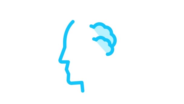 Principalmente nuvole nuvolose nell'uomo Silhouette Icona della mente Animazione — Video Stock