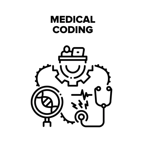 Medische Codering Vector Concept Zwarte Illustratie — Stockvector