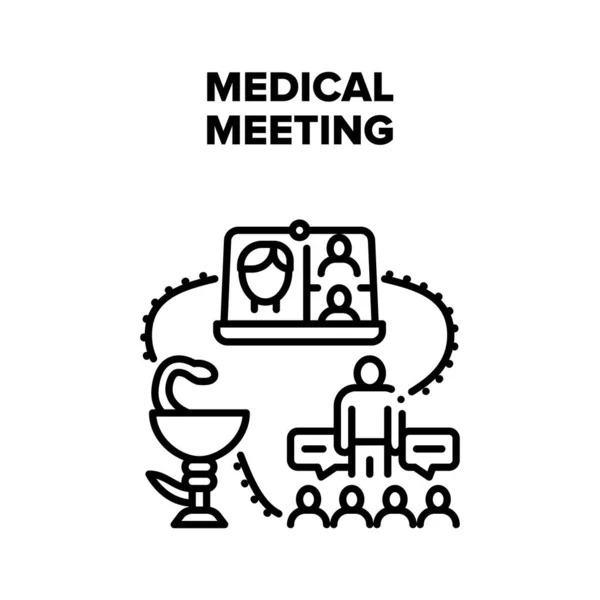 Concept de vecteur de réunion médicale Illustration noire — Image vectorielle