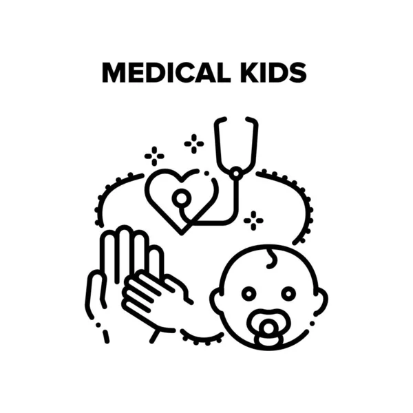 แนวคิดเวกเตอร์เด็กการแพทย์ ภาพวาดสีดํา — ภาพเวกเตอร์สต็อก