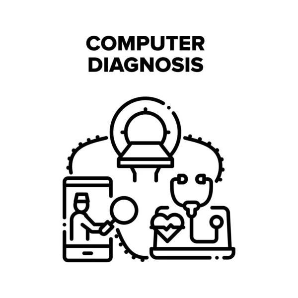 คอมพิวเตอร์ การวินิจฉัยทางการแพทย์ เวกเตอร์ — ภาพเวกเตอร์สต็อก