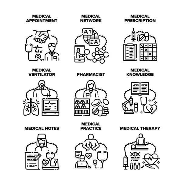 Set de práctica médica Iconos Ilustraciones vectoriales — Vector de stock
