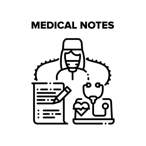 Notes médicales Concept vectoriel Illustration noire — Image vectorielle