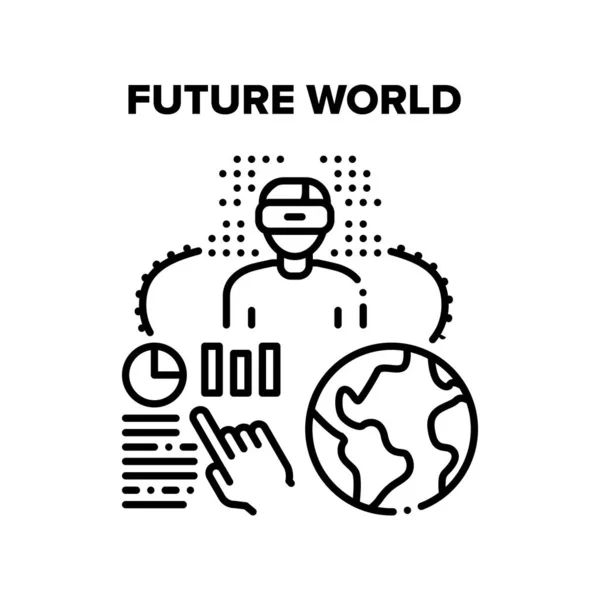 Future World Vector Concept Μαύρη εικονογράφηση — Διανυσματικό Αρχείο