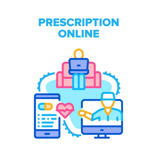 Prescrizione Online Medical Vector Concept Colore — Vettoriale Stock
