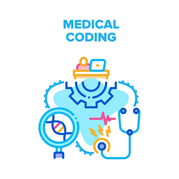 การเข้ารหัสทางการแพทย์ แนวคิดเวกเตอร์ ภาพประกอบสี — ภาพเวกเตอร์สต็อก