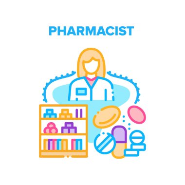 Eczacı Çalışma Vektörü Renk İllüstrasyonu