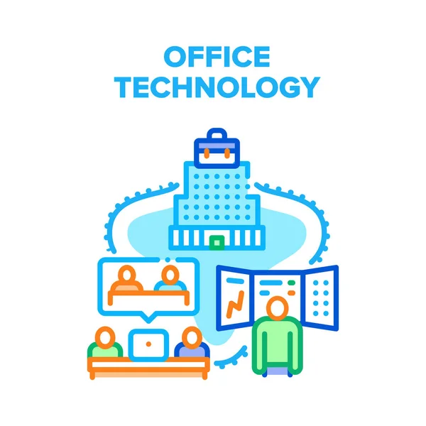 办公室数码技术矢量概念色彩 — 图库矢量图片